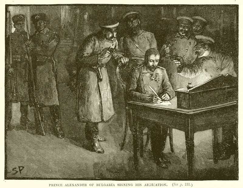 Sándor bolgár herceg aláírja lemondását alkotó: English School