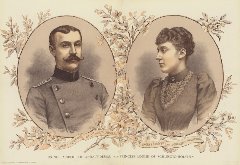 Aribert anhalt-dessaui herceg és Lujza schleswig-holsteini hercegnő (chromolitho) alkotó: English School