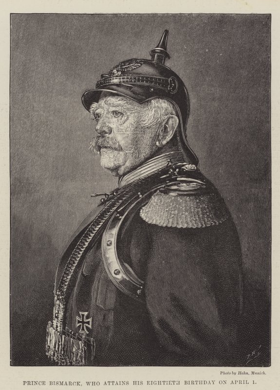 Bismarck herceg, aki április 1-jén tölti nyolcvanadik születésnapját (metszet) alkotó: English School