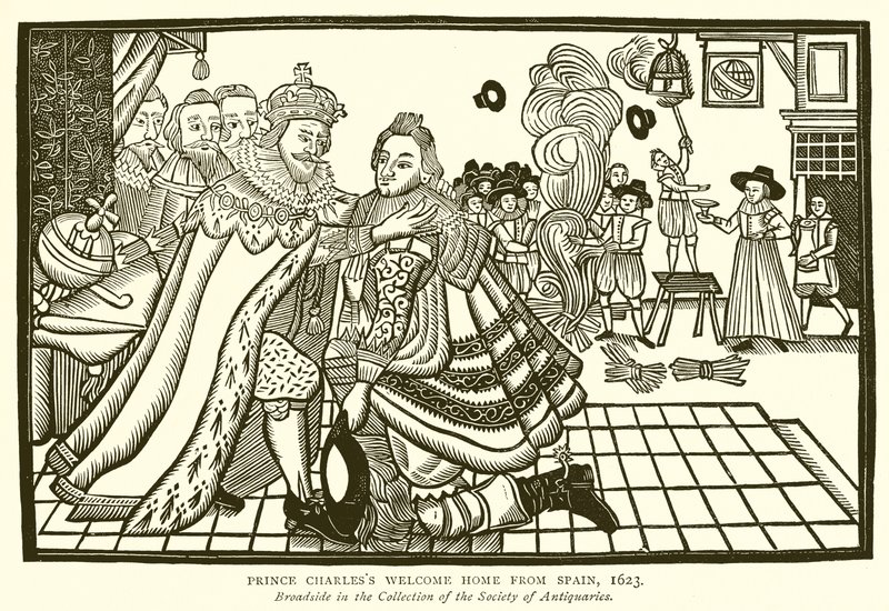 Károly herceget köszöntjük haza Spanyolországból, 1623 alkotó: English School
