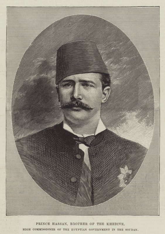 Hasszán herceg, Khedive testvére, az egyiptomi kormány főbiztosa a szudáni államban (metszet) alkotó: English School