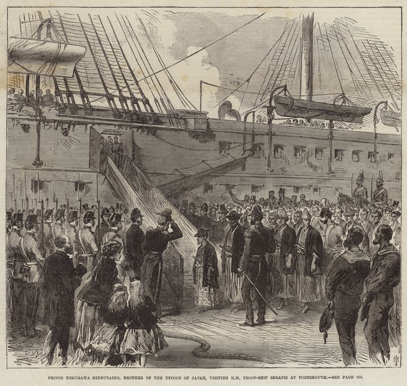 Tokugawa Minbutaiho herceg meglátogatja a Serapisokat Portsmouthban alkotó: English School