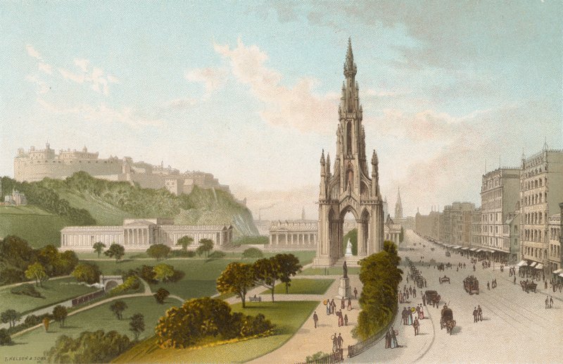 Princes Street Edinburgh. Nyugatra nézve alkotó: English School