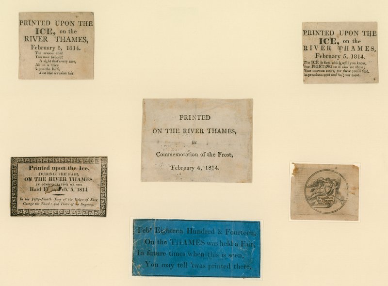 Nyomtatott emléktárgyak az 1814-es fagyvásárról alkotó: English School
