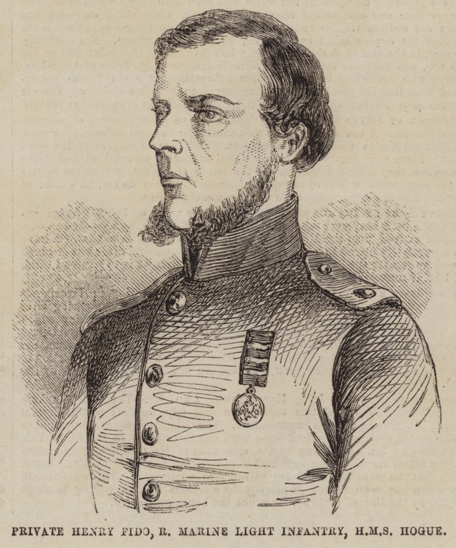 Henry Fido közlegény, Királyi tengerészgyalogság, HMS Hogue (metszet) alkotó: English School