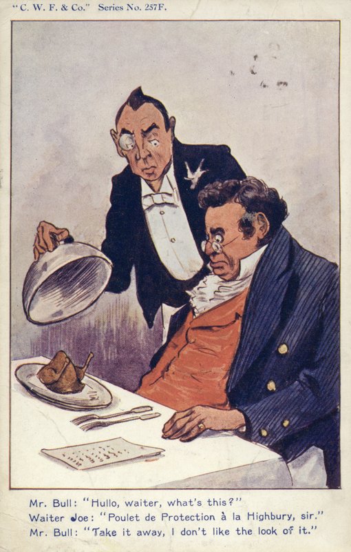 Pro-free trade képeslap (színes litográfia) alkotó: English School