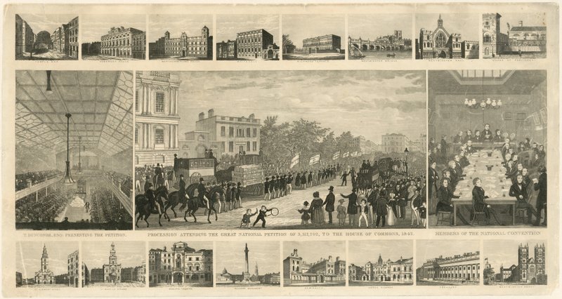 A 3 317 702-es nagy nemzeti petíción részt vevő körmenet az alsóházhoz, 1842 alkotó: English School