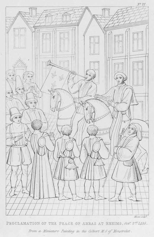 Az arras-i béke kihirdetése Rheimsben, 1435. október 2. (metszet) alkotó: English School