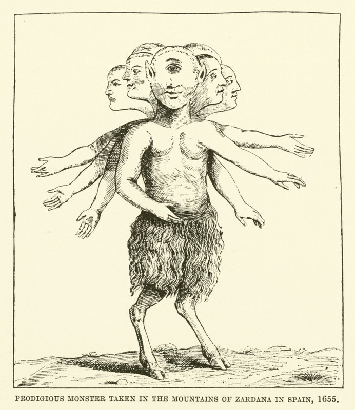 Csodálatos szörnyeteg a spanyolországi Zardana hegyeiben, 1655-ben alkotó: English School