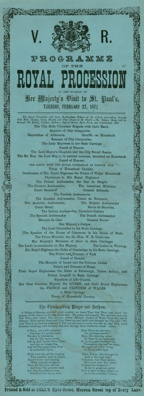 A királyi körmenet programja a londoni Szent Pál-székesegyházban tett látogatása alkalmából, 1872. február 27-én alkotó: English School