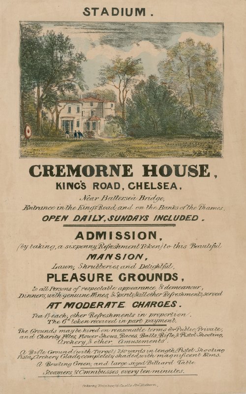 Promóciós szórólap a The Stadium, Cremorne House, Kings Road, Chelsea, London számára alkotó: English School