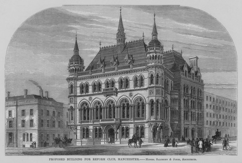 Javasolt épület a reformklub számára, Manchester (metszet) alkotó: English School