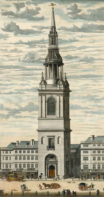 Bow Church és Steeple kilátása Cheapside-ban, Londonban alkotó: English School