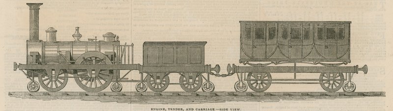 Prossers favasút: Motor, tender és kocsi, oldalnézet alkotó: English School