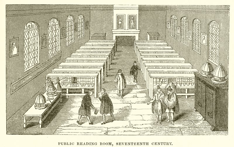 Nyilvános olvasóterem, tizenhetedik század alkotó: English School