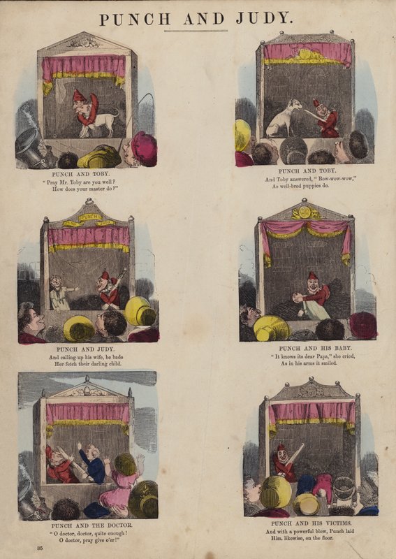 Punch and Judy Show (színes metszet) alkotó: English School