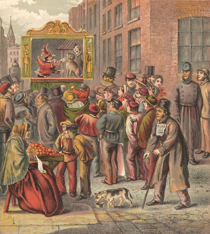 Punch és Judy show az utcán alkotó: English School