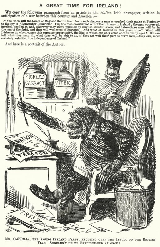Punch karikatúra: A Great Time for Ireland! Ír nacionalizmus (metszet) alkotó: English School