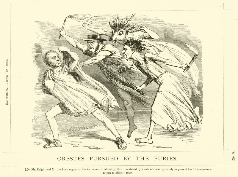 Punch rajzfilm a John Bright: Orestes üldözve a fúriákról alkotó: English School