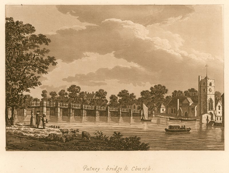 Putney híd és templom, London alkotó: English School