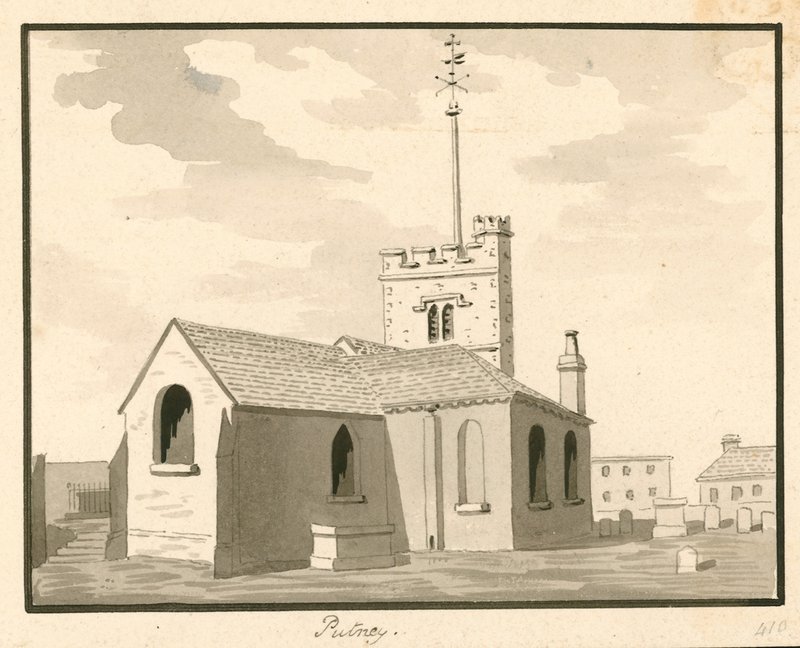 Putney Church, London (wc papíron) alkotó: English School