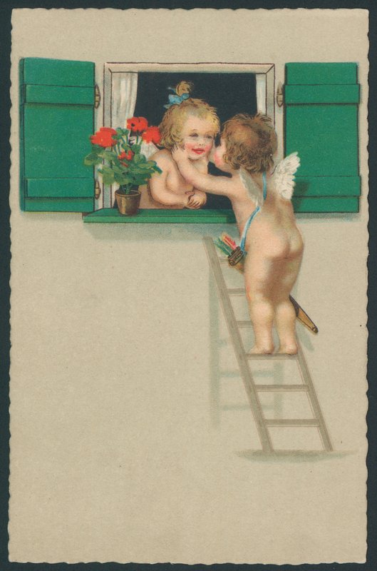 Putti csókolózik alkotó: English School