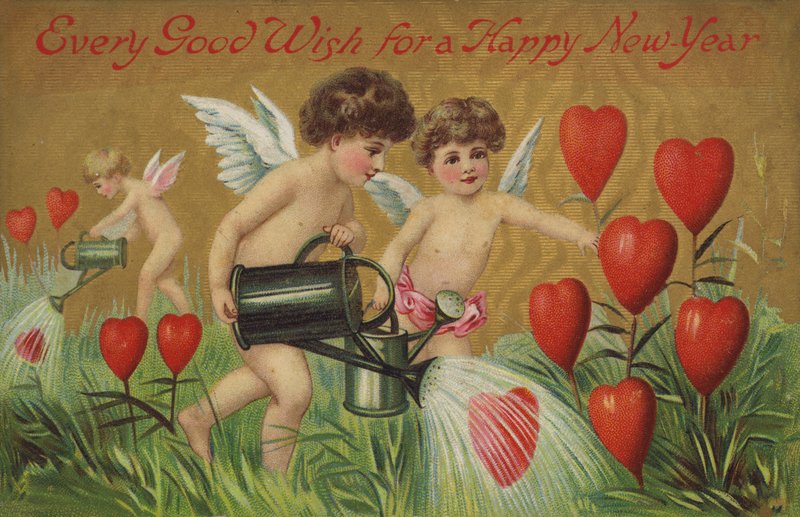 Putti öntöző szívek (chromolitho) alkotó: English School
