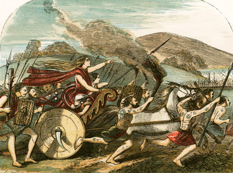 Boadicea királynő vezeti a briteket a rómaiak ellen alkotó: English School