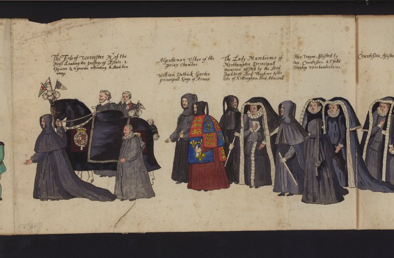 Erzsébet királynő temetési menete (színes metszet) alkotó: English School