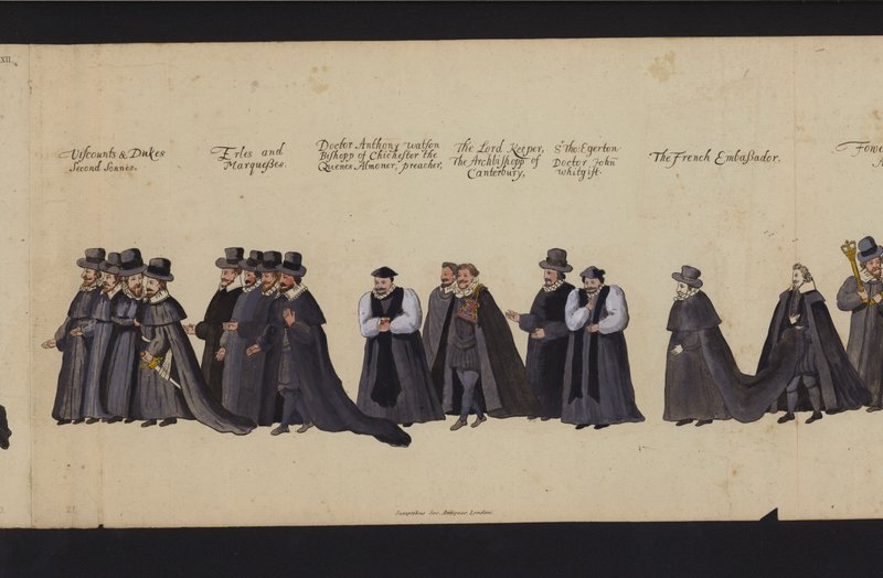 Erzsébet királynő temetési menete (színes metszet) alkotó: English School