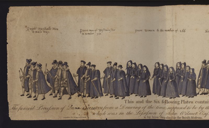 Erzsébet királynő temetési menete (színes metszet) alkotó: English School