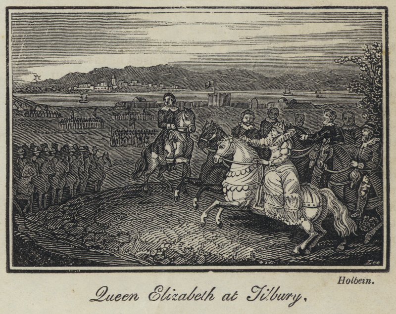 Erzsébet királynő Tilburyben (metszet) alkotó: English School