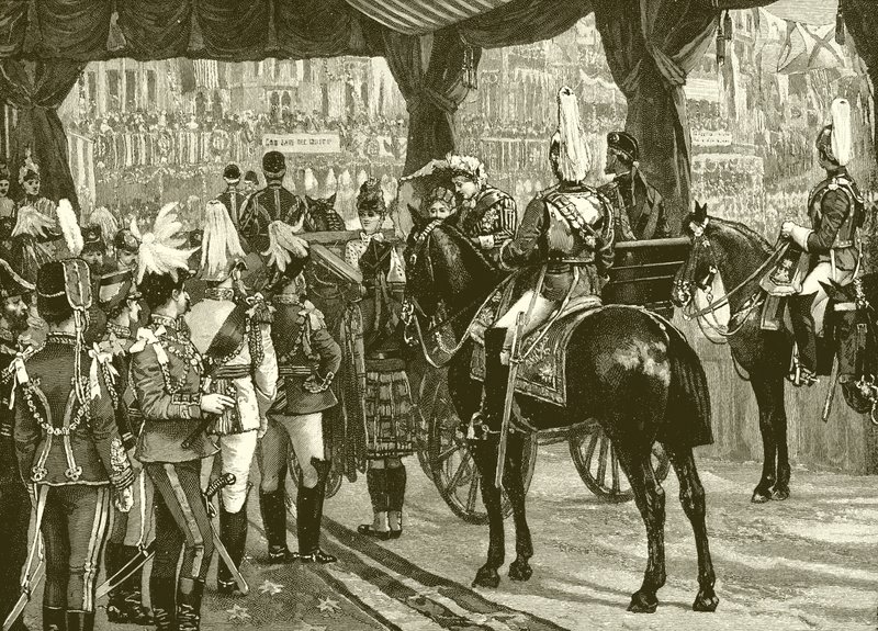 Viktória királynő, jubileum, Westminster Abbey, edző, lovak alkotó: English School
