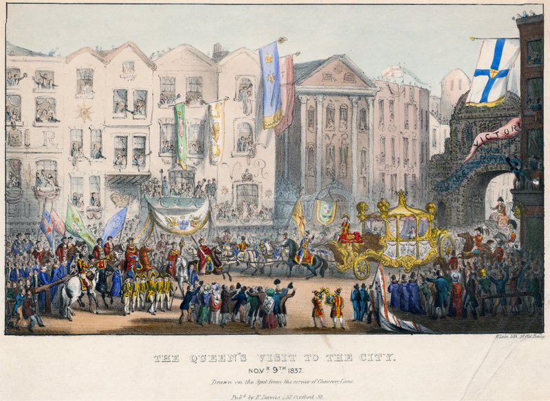 Viktória királynő első látogatása Londonban, 1837. november 9-én alkotó: English School