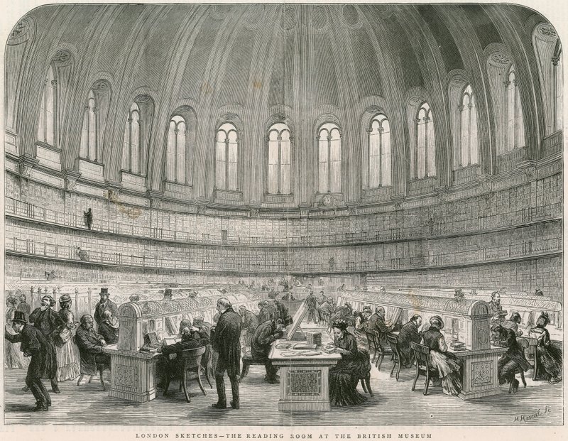 Olvasóterem a British Museumban alkotó: English School