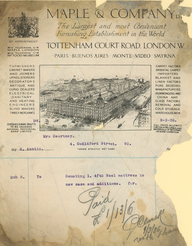 Nyugta a Maple & Company Ltd.-nek alkotó: English School
