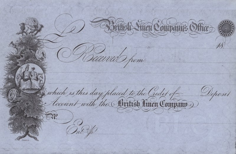Nyugta a British Linen Company-tól (metszet) alkotó: English School