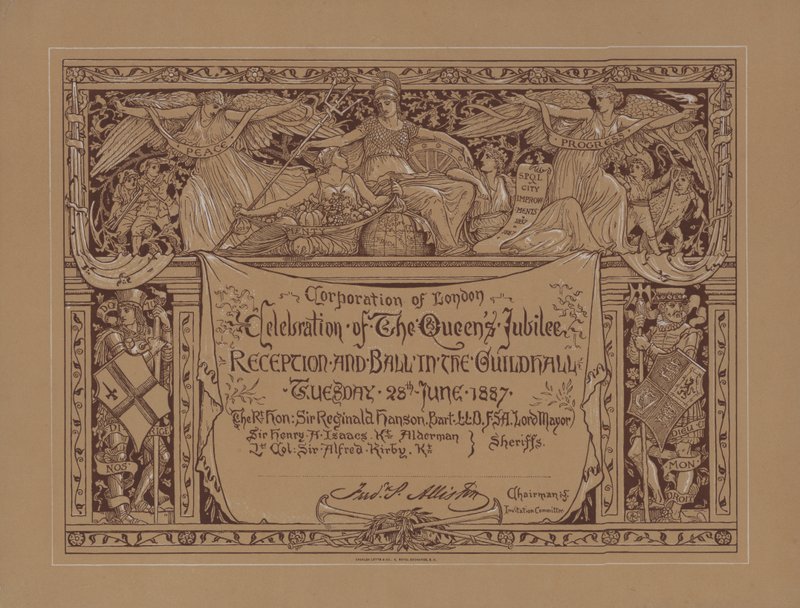 Fogadás és bál Viktória királynő aranyjubileuma alkalmából a Guildhallban, London, 1887. június 28. (lithó) alkotó: English School