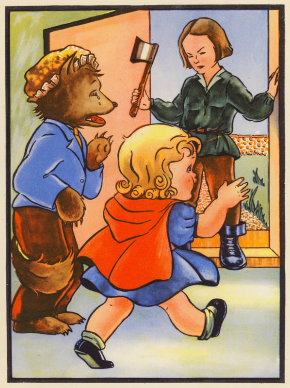 Piroska apja az utolsó pillanatban érkezik (színes litográfia) alkotó: English School