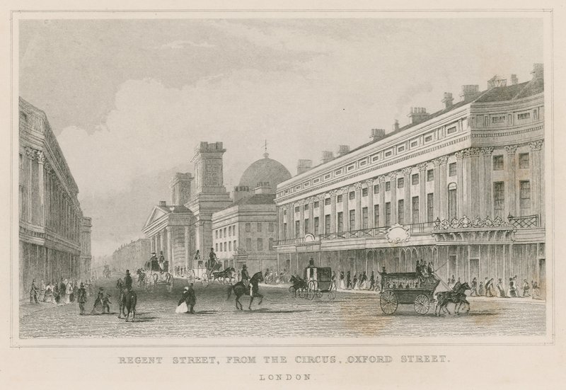 Regent Street, a The Circusból, az Oxford Street, London alkotó: English School