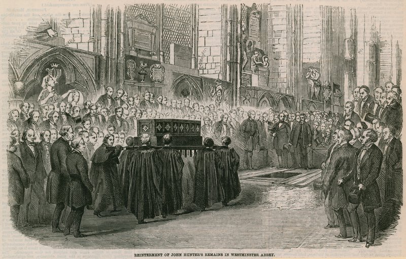 A londoni Westminster Abbey-ben maradtak John Hunters újratemetése alkotó: English School