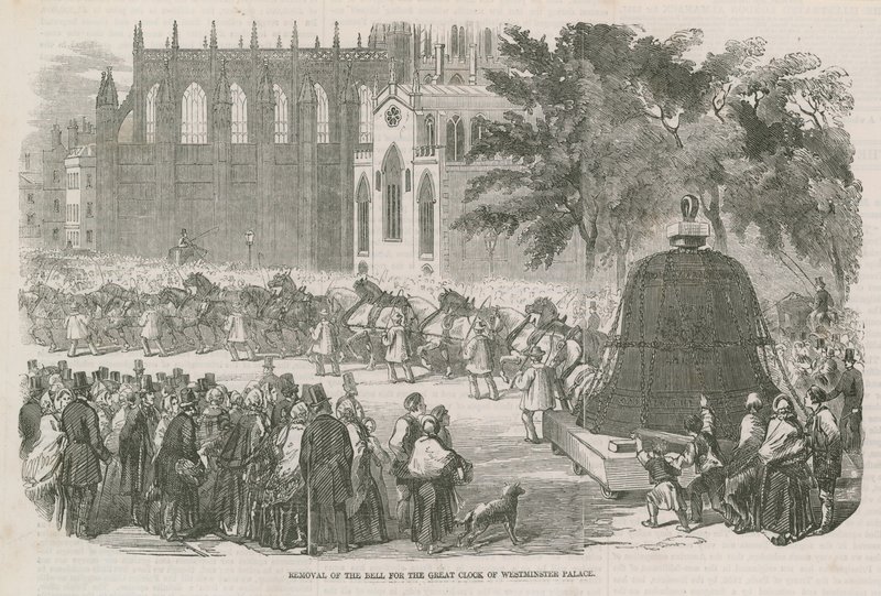 A Westminster Palota Nagy Órájának harangjának eltávolítása alkotó: English School