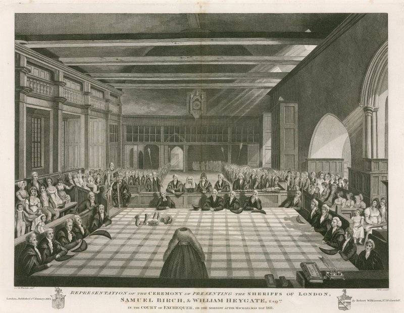 A londoni seriffek átadási ceremóniájának ábrázolása alkotó: English School
