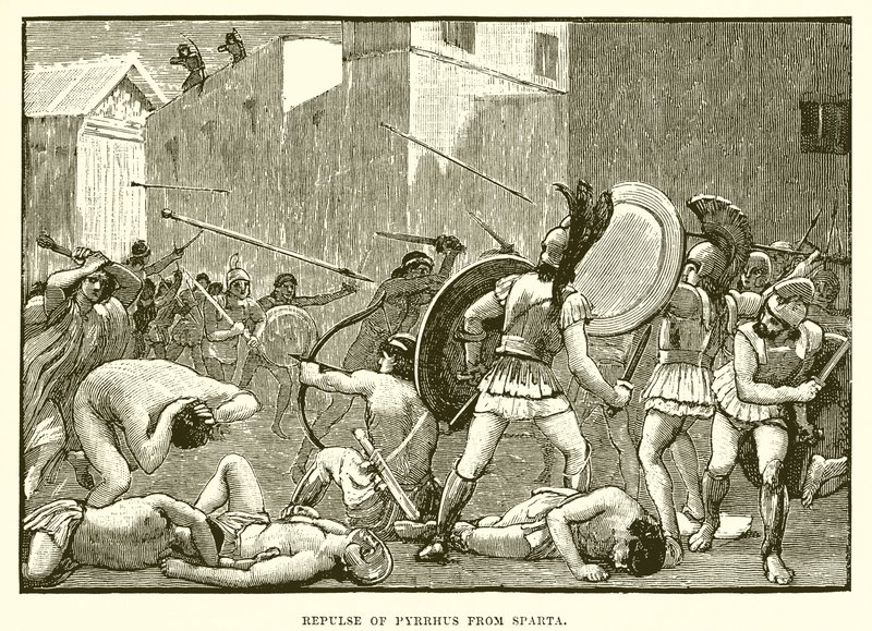 Pyrrhus visszaszorítása Spártából alkotó: English School