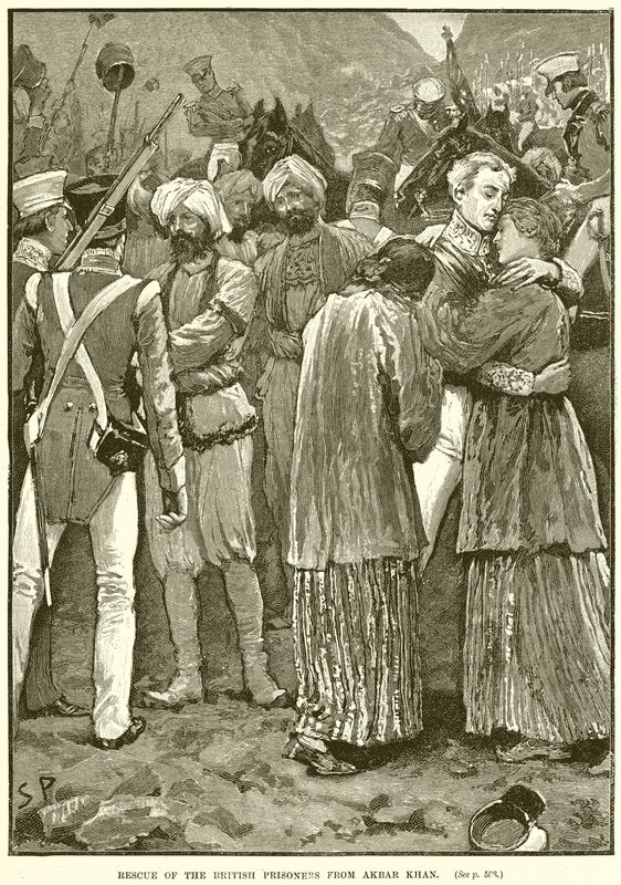 A brit foglyok megmentése Akbar Khanból alkotó: English School
