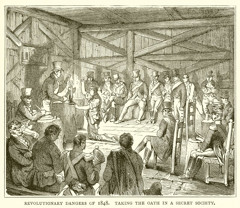 1848 forradalmi veszélyei. Az eskü letétele egy titkos társaságban alkotó: English School
