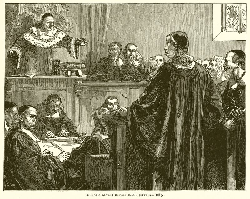 Richard Baxter Jeffreys bíró előtt, 1685 alkotó: English School