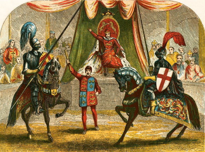 II. Richard leállítja a harcot Norfolk és Hereford hercegei között alkotó: English School