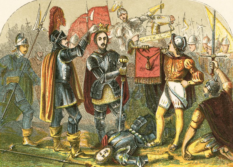 Richmondot megkoronázták a Bosworth Field-i csata után alkotó: English School