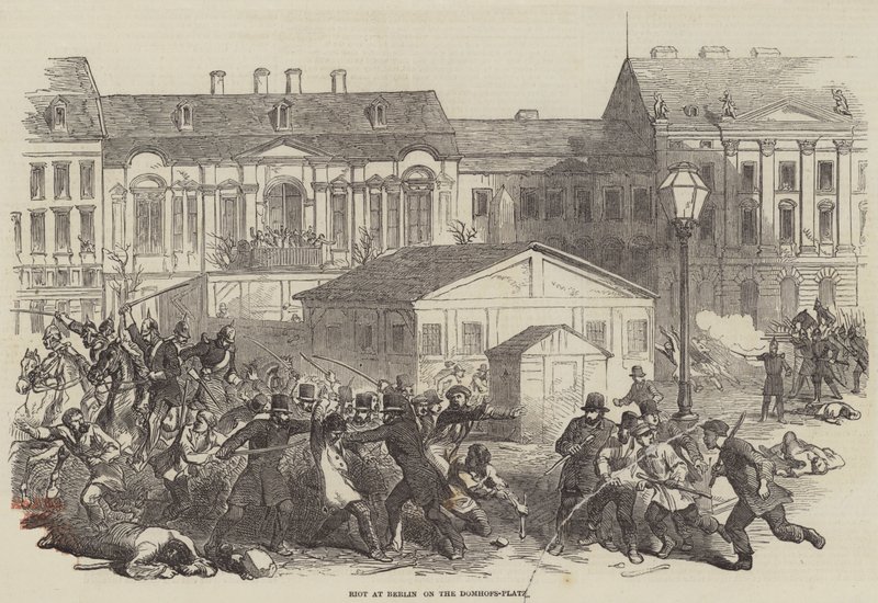 Zavargás Berlinben a Domhofs-Platzon (metszet) alkotó: English School